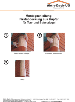 Aktiv-Dach: Firstabdeckung aus Kupfer fr Ton- und Betonziegel